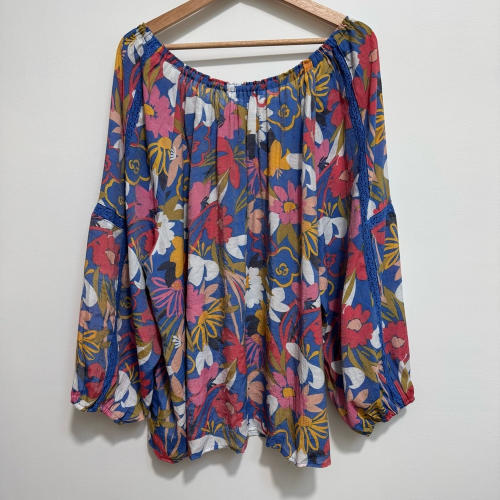 Zac & Rachel Floral Flowy Boho Peasant Top 3X - Picture 8 of 14